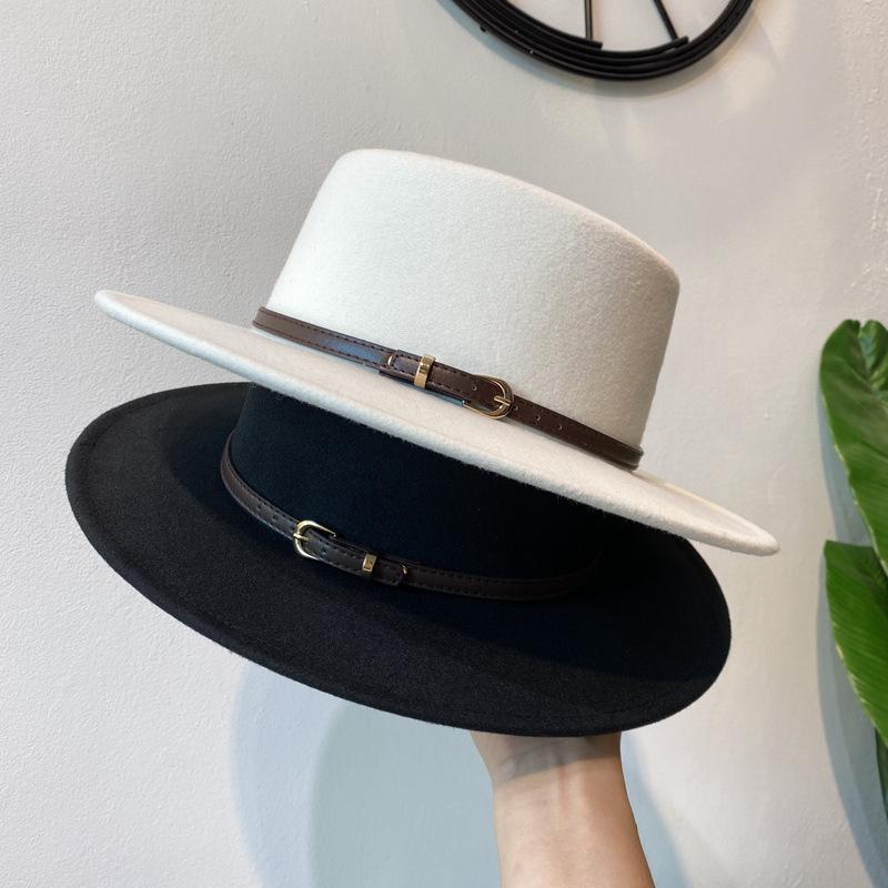 Mũ Fedoras, Trang Trí Khóa Thắt Lưng, Dành Cho Nữ, Mũ Nỉ Vành Có Nắp, Mũ Jazz Cổ Điển Thích Hợp Cho Mùa Đông Và Mùa Thu, Mũ Ấm 2