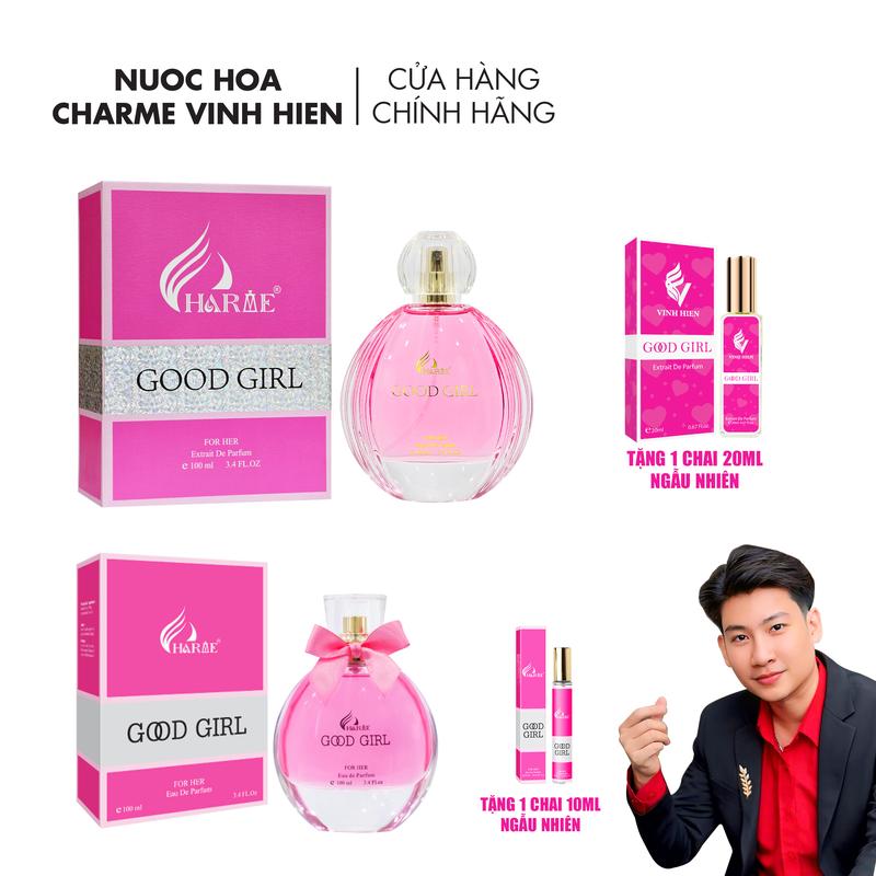 Nước Hoa Charme GOOD GIRL 100ml Cao cấp Tặng 1 Chai 20ml - Bản Thường Tặng 1 Chai 10ml Cosmetic Xịt Thơm Women - H R V E