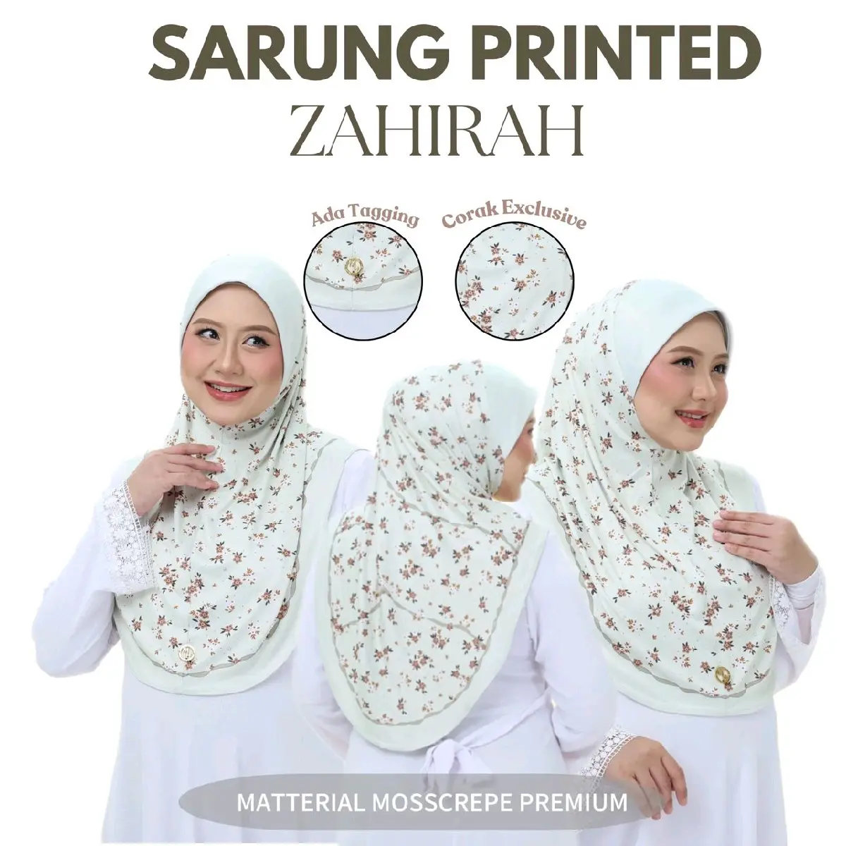 TUDUNG SARUNG NAZIRA by Mininshia Scarf | Awning Scuba | Mosscrepe Printed | Ada Tagging - Hijab Instant