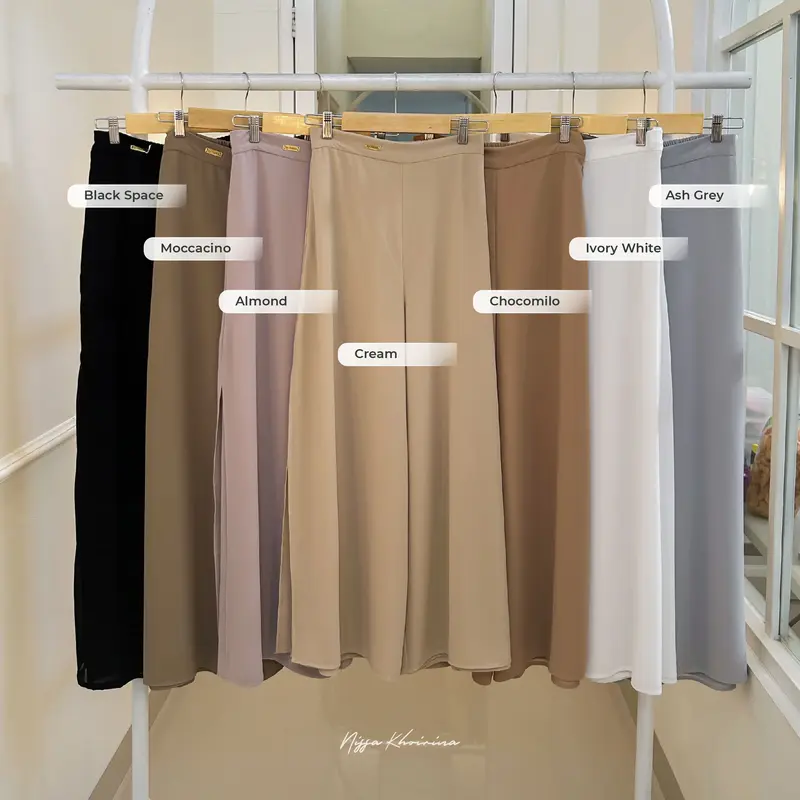 Jeha Kulot - Bawahan Wanita - Ceruty - Polos - Celana Rit - Kuliah - Jalan - Santai - Kasual - Elegan - Santai Muslim Panjang 7