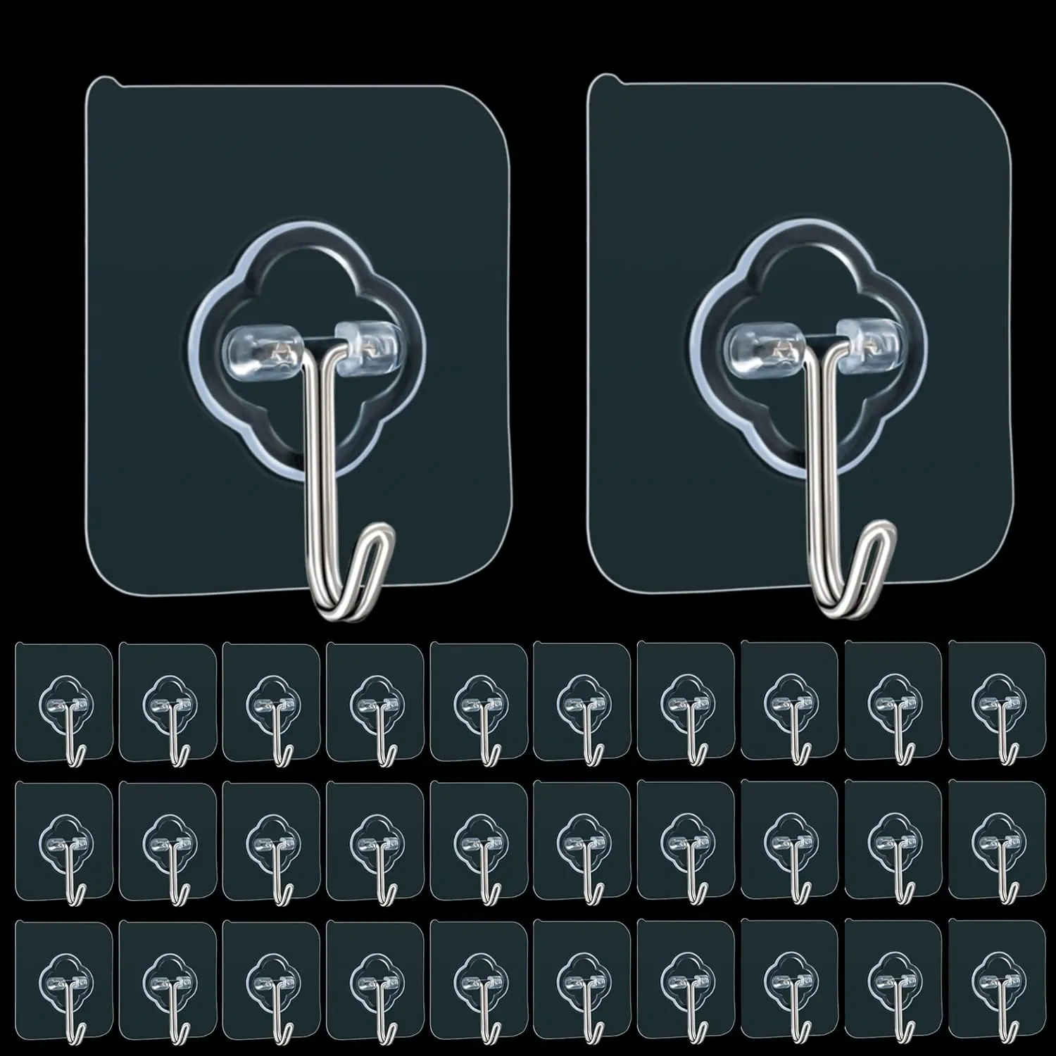 Adhesive hook, clear reusable removable adhesive hook, wall hook, can be used in kitchen, bathroom, shower, super strong adhesive hook, no punch no trace clear hook, bathroom kitchen coat and hat