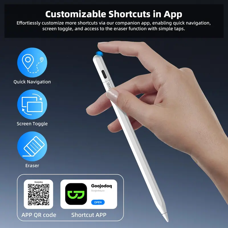 GOOJODOQ GD14 2024 New Stylus Pen with Ipad Find My App and Custom Hotkeys for mini5 6 Air4 5 6 Pro11 13 12.9 2018-2024 4