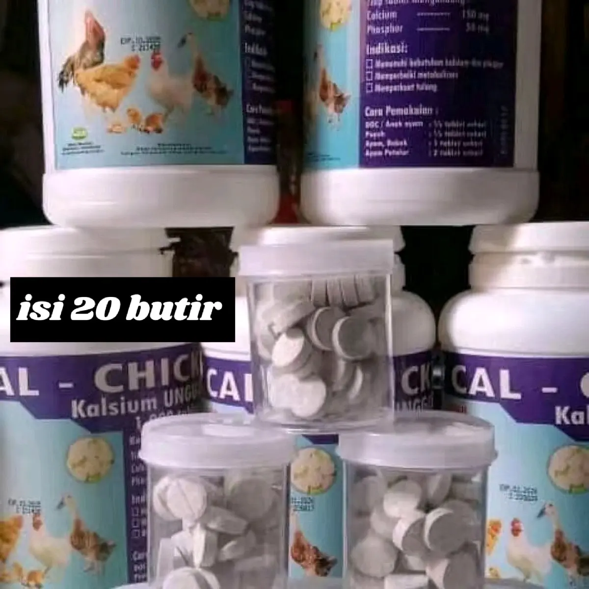 Obat Tulang Kalsium/Calk untuk Merpati & Ayam dan Lainnya - Isi 20 Butir Vitamin
