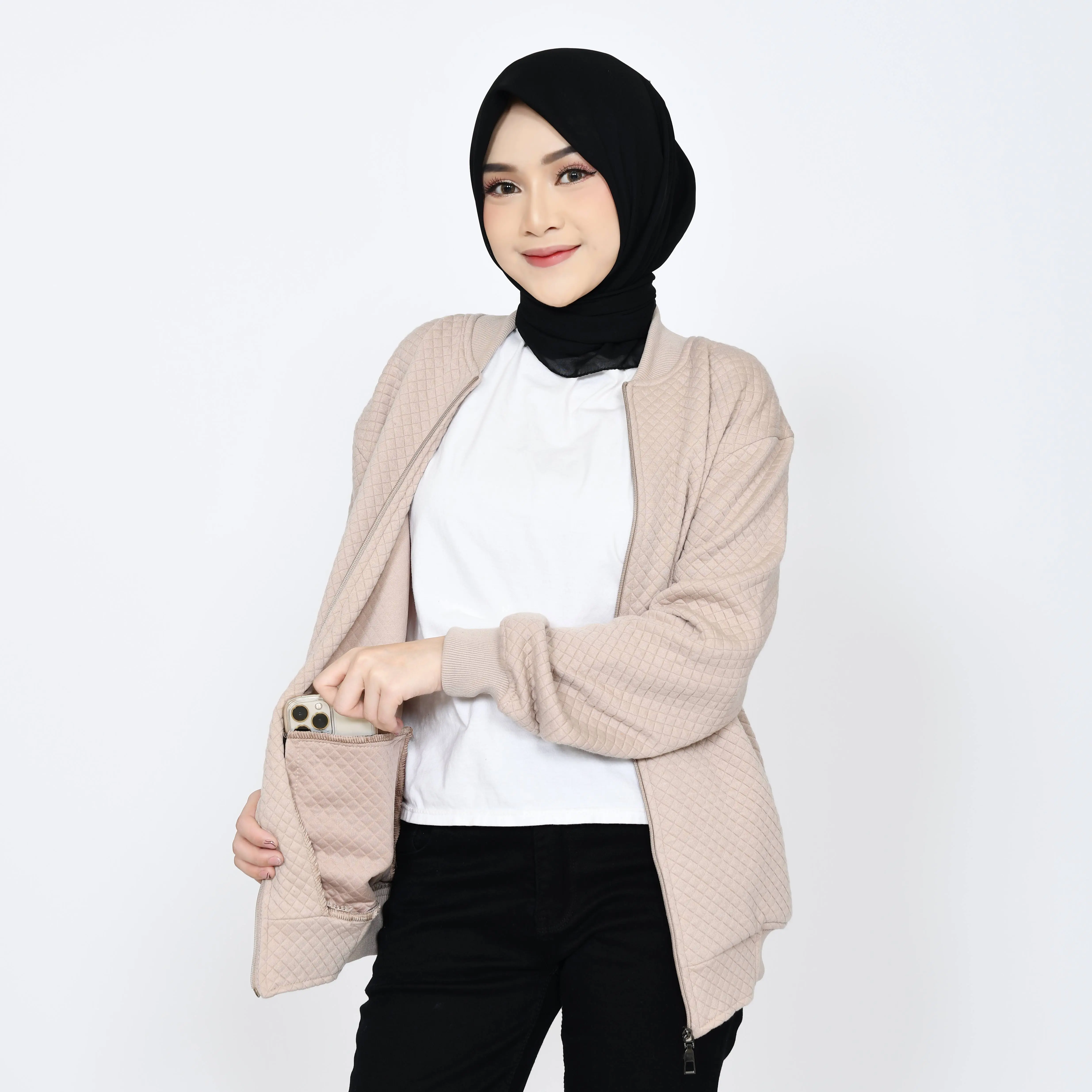 Armous Jaket Sweater Comfy Zipper Wanita Panjang Bahan Diamond Lembut Tebal Premium Cewek Nyaman Casual