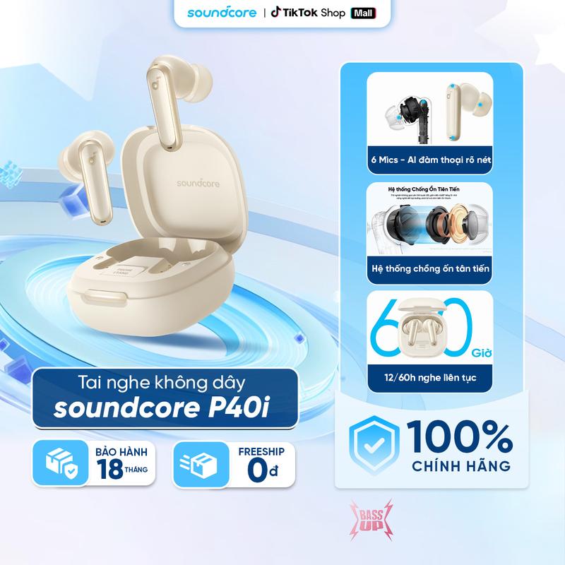 Tai nghe bluetooth chống ồn  Soundcore P40i | Chống ồn chủ động ANC | Pin siêu khủng | Đàm thoại vượt trội Tai Nghe Nhạc-Bảo hành 18 tháng- Hàng chính hãng