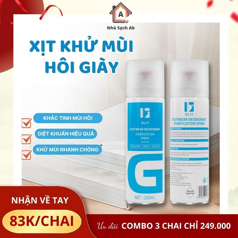 GLIT Xịt ngăn mùi hôi giày hôi chân Xịt thơm chân khử mùi giày hạn chế vi khuẩn và lưu giữ mùi hương cho lòng bàn chân khô thoáng