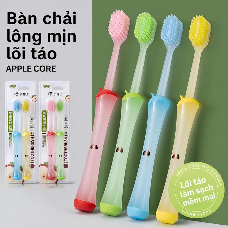 Bàn chải đánh răng hình lõi táo, nhiều màu sắc, lông mềm, kháng khuẩn, chố