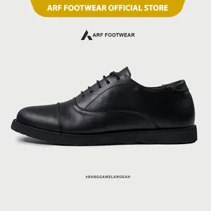 ARF Casual Oxford FullBlack Sepatu Kulit Pantofel Pria Kerja Kantor Terbaru Formal Pentopel Pantopel Fantofel Hitam
