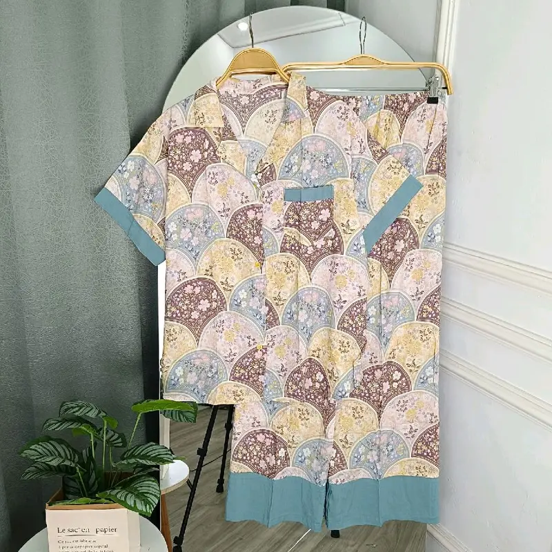 PIYAMA DANIA PDPJ JUMBO/ PIYAMA KOREA KERAH SAKU/ BAJU TIDUR WANITA KEKINIAN/ SETELAN PIYAMA WANITA LENGAN PENDEK CELANA PANJANG/ BAJU TIDUR FULL KANCING/ PAJAMAS RAYON BUSUI JUMBO MOTIF KARTUN KARAKTER Atasan 7
