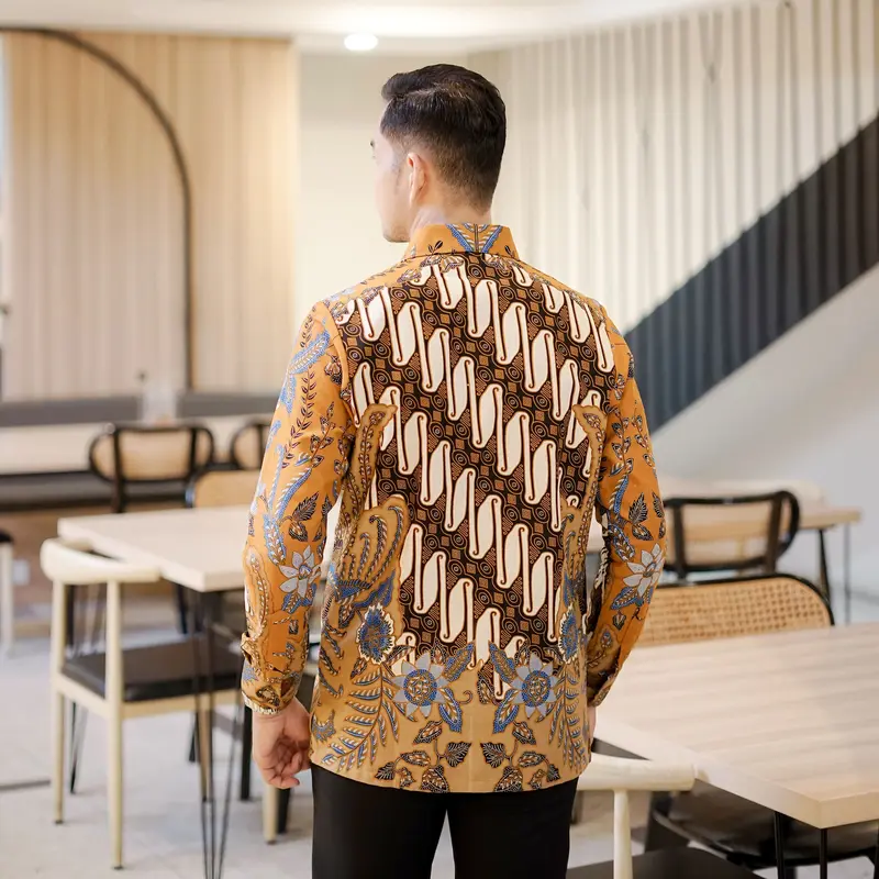Batik Trikot_Batik Couple Lapis Furing Trikot Model Lengan Panjang Katun Motif Monalisa Coklat Jumbo S/M/L/XL/XXL/XXXL/XXXXL Busui Frendly Baju Tunik Wanita Atasan Kerja 7