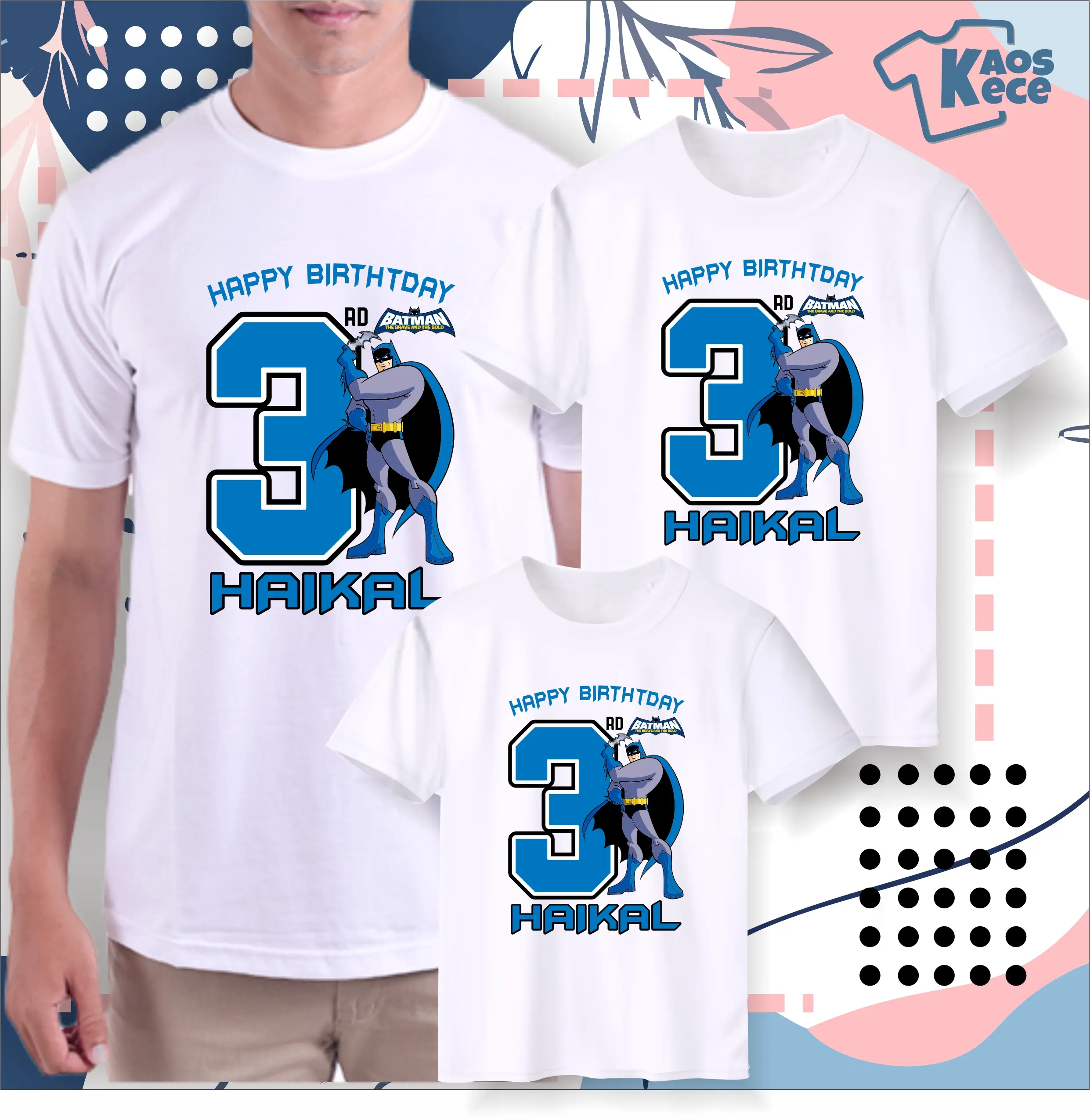 Kaos Couple Family Keluarga Ulang Tahun / Baju Ulang Tahun Anak Dewasa Motif Batman