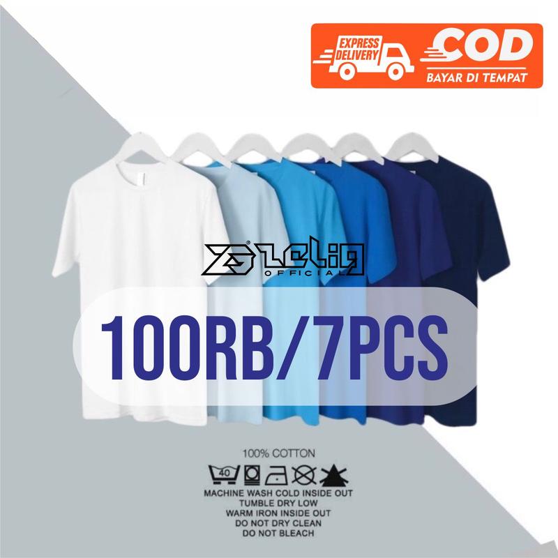 PAKET KAOS POLOS 7 PCS 100.000 RIBU UKURAN L & XL WARNA RANDOM