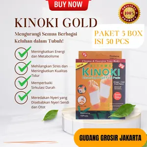NEW SALE 5 Box isi 50 PCS Kinoki Gold Detox Foot Pads Koyo Penyerap Racun Dalam Tubuh Secara Alami