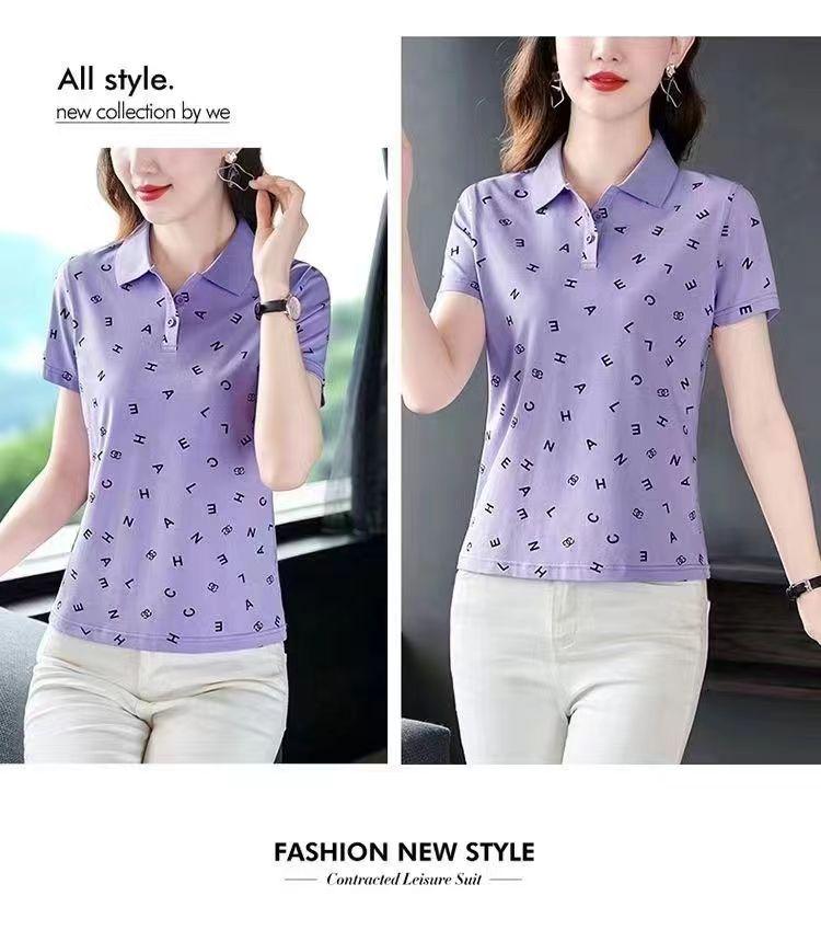 Product Introduction of 2024 Clearing and Picking up Leaks~Tail Order Big Brand Cut Label Flip Collar Short sleeved T-shirt Women's Leading Slimming Polo Top 7