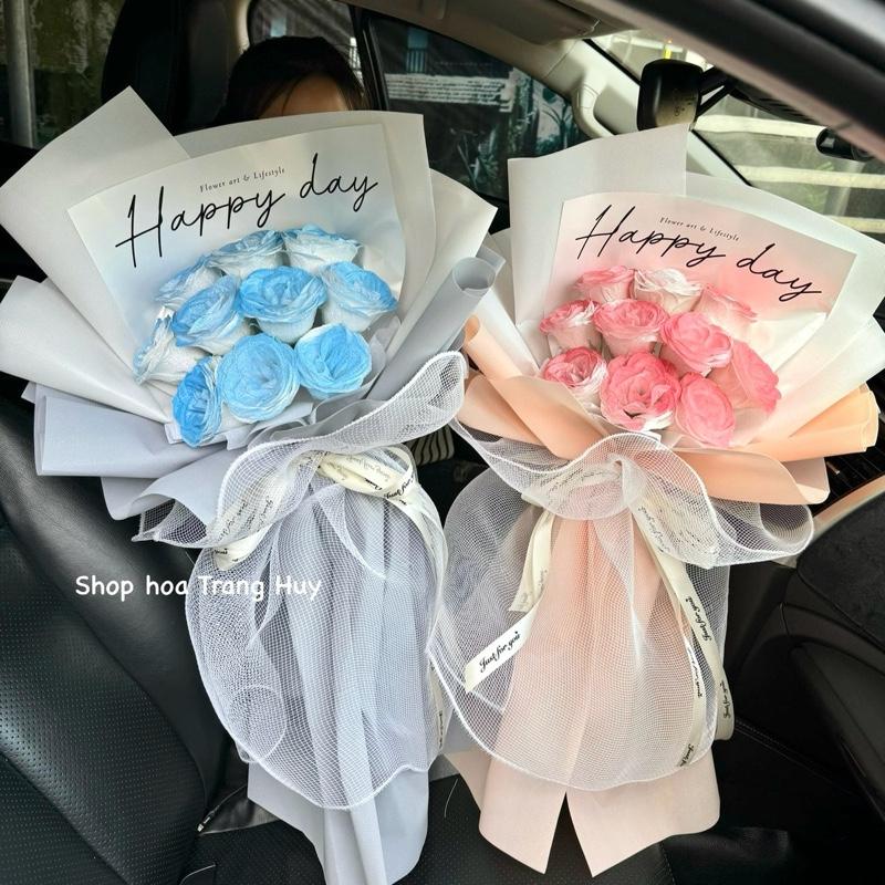 BÓ HOA NHŨ KIM TUYẾN 10 BÔNG GIẤY TO LÀM QUÀ TẶNG sinh nhật, decor, Chụp ảnh kỉ yếu, quà tặng 20/11, 20/10, 8/3 Decor Phòng Phòng Khách Trang Trí Nhà set hoa bươm bướm không tre