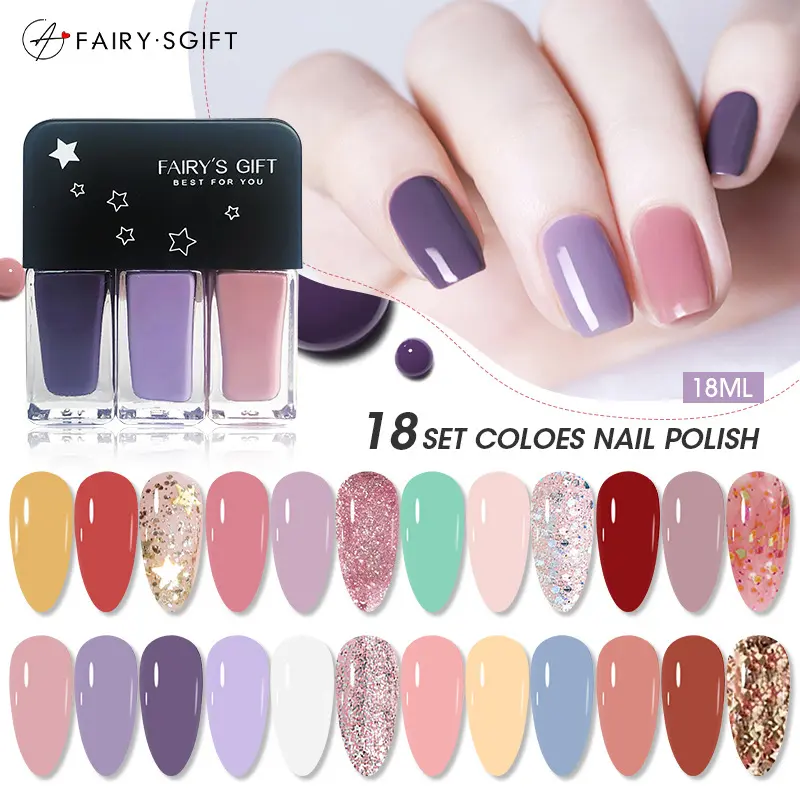 3 pieces of combination nail polish, no bake, quick drying, durable, non peelable nail polish suit