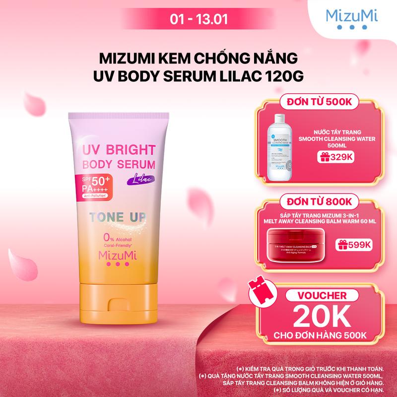  Kem chống nắng MizuMi UV Body Serum Tone Up Beige  Lilac 120g 