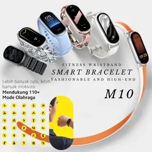 Smart Band M10-1.72 Inch AMOLED Layar 150+ Mode Olahraga Monitor Detak Jantung Tidur SpO2 Tahan Air 5ATM Baterai 21 Hari