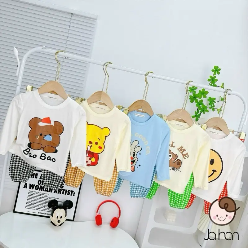 Đồ bộ tay dài cho bé- vải thun lạnh thoáng mát hoạ tiết năng động cute thoải mái/ hàng chính phẩm
