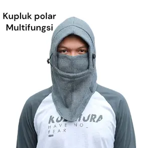 Kupluk Polar, Topi Mancing, Topi Gunung, Masker Full Face Outdoor Abu