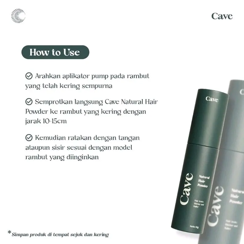 Cave Natural Hair Powder Rambut Bervolume Tampak Tebal 10g 4
