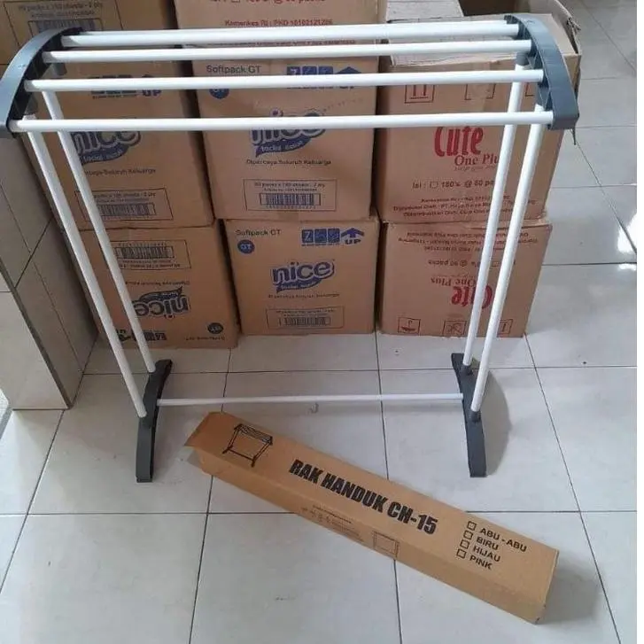 [1140GR] JEMURAN HANDUK VINODA / RAK JEMURAN LIPAT PIPA BESI RINGAN 3