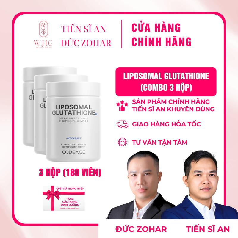 (ADS) Viên uống Liposomal Glutathione Codeage 500 - 1000mg, hỗ trợ sức khoẻ gan, hỗ trợ dưỡng trắng da, hộp 60 viên + Cẩm nang dinh dưỡng