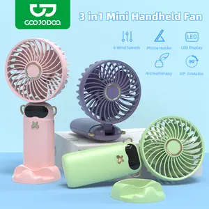 GOOJODOQ Kipas Angin Mini 1200 mAh 5-Speed Wind Kipas Genggam Portabel Karakter LED Display Portable Handheld Fan Aromaterapi kipas mini Ponsel