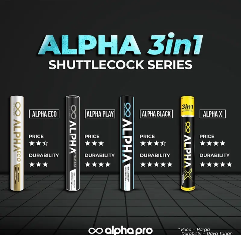 ALPHA 3 in 1 PRO ECO Speed 78 77 Shuttlecock Cock Kok Bola Bulu Tangkis Original Badminton 0