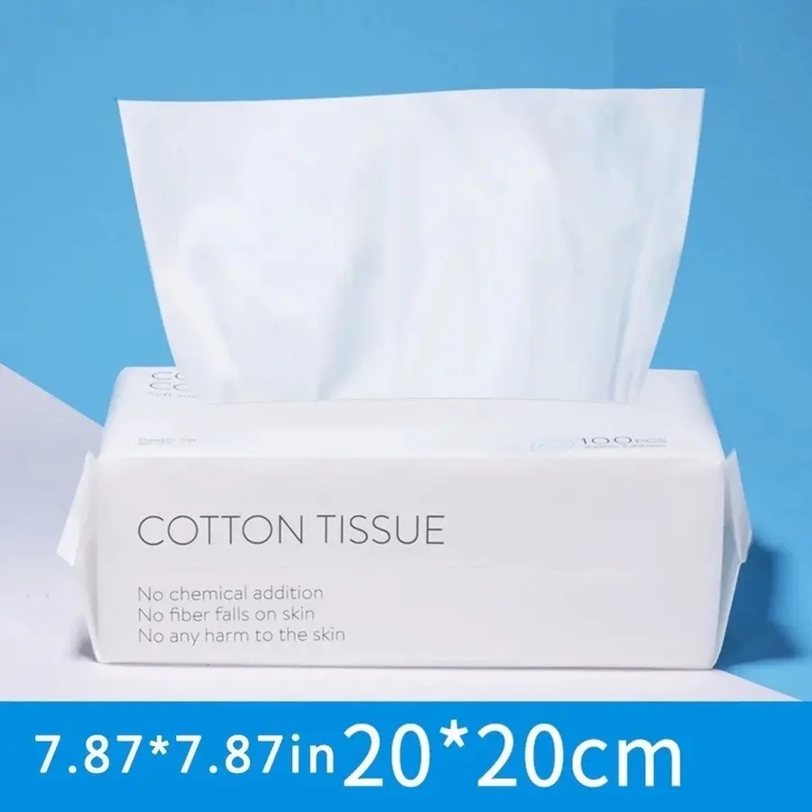 100pcs Dis  posable Face Towel Travel Cotton Makeup Wipes Facial Cleansing Cotton Tissue Compact  Cosmetic Lightweight Pack