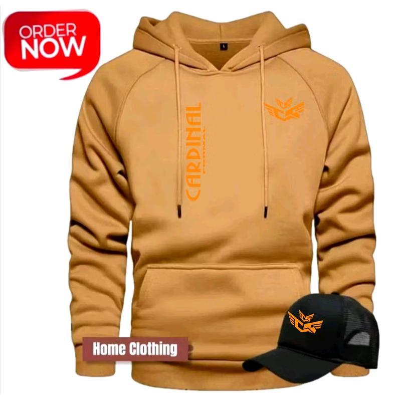 BONUS TOPI Terbaru !  Jaket Hoodie  Pria Wanita Terbaru - Hoodie Distro Pria Free Topi    Terbaru Print Oren 100% Cotton Fleece ( Bahan Tebal ) - Premium Quality Casual Lembut Nyaman 3