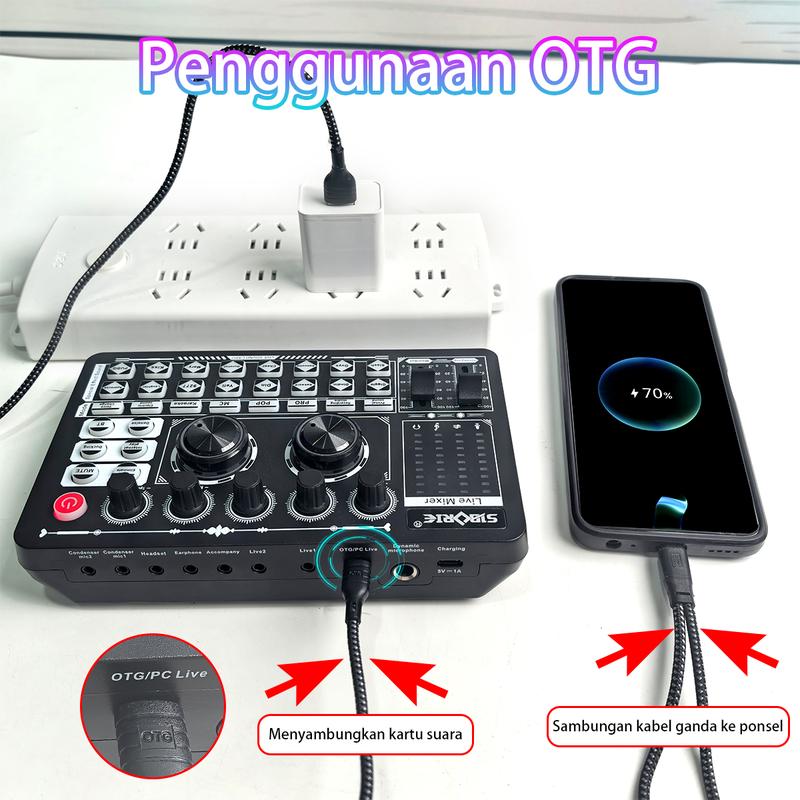 Product Introduction of Siborie OTG Digital live soundcard Y12 dilengkapi dengan kabel OTG 11