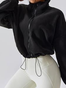 Chamarra acolchada de color sólido para mujer con cuello de soporte y cintura ajustada, Abrigo de invierno, Forro de piel sintética, Holgada, Estilo Y2K