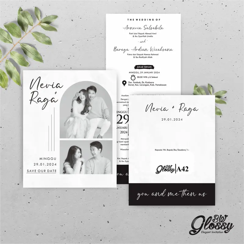 UNDANGAN PERNIKAHAN MEWAH GLOSSY BW - UNDANGAN NIKAH GLOSSY BW A41-A50 3