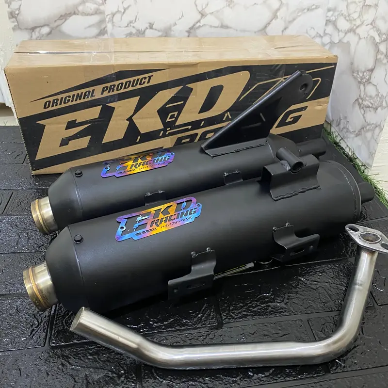 Knalpot Original EKD RACING moncong Shijiro emblem Gold untuk Motor Metik Vario beat scoopy nmax aerox pcx mio genio deluxe Aksesoris Besi Motorcycle Sepeda;cms;vario 3