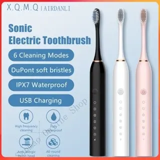 6 Mode Sikat Gigi Elektrik Sonic X-3 Pengisian Daya USB IPX7 Sikat Gigi Elektrik Dewasa Getaran Ultrasonik Tahan Air