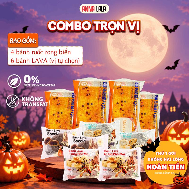 COMBO 10 BÁNH TRỌN VỊ: 4 bánh Rong biển + 6 bánh Lava 3 vị tự chọn, ăn vặt Food