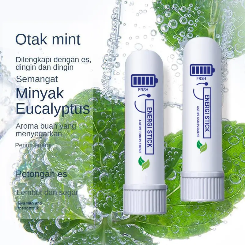 Paket 3pcs Inhaler Refreshing Energy Bar Mengemudi Untuk Kerja Mengantuk Otak Murni Botanical Mint Extraction Hidung Hisap Stick