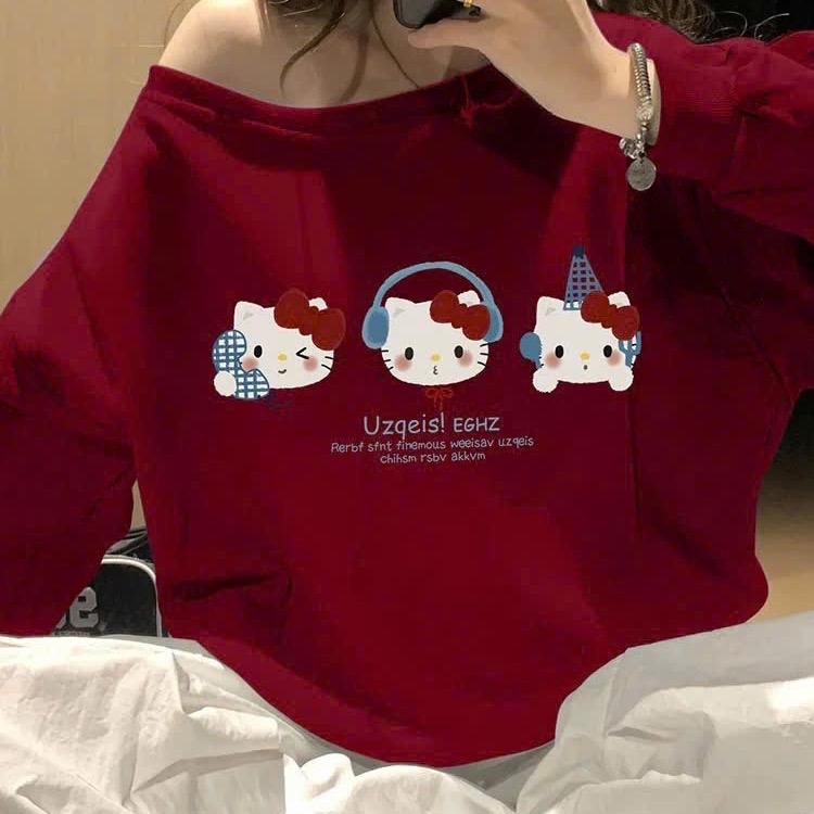Áo Hoodie Sweater Nỉ Bông From Rộng Lệch Vai