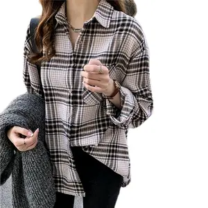 KEMEJA FLANEL WANITA MOTIF KOTAK KOTAK HEM FLANEL WANITA LENGAN PANJANG
