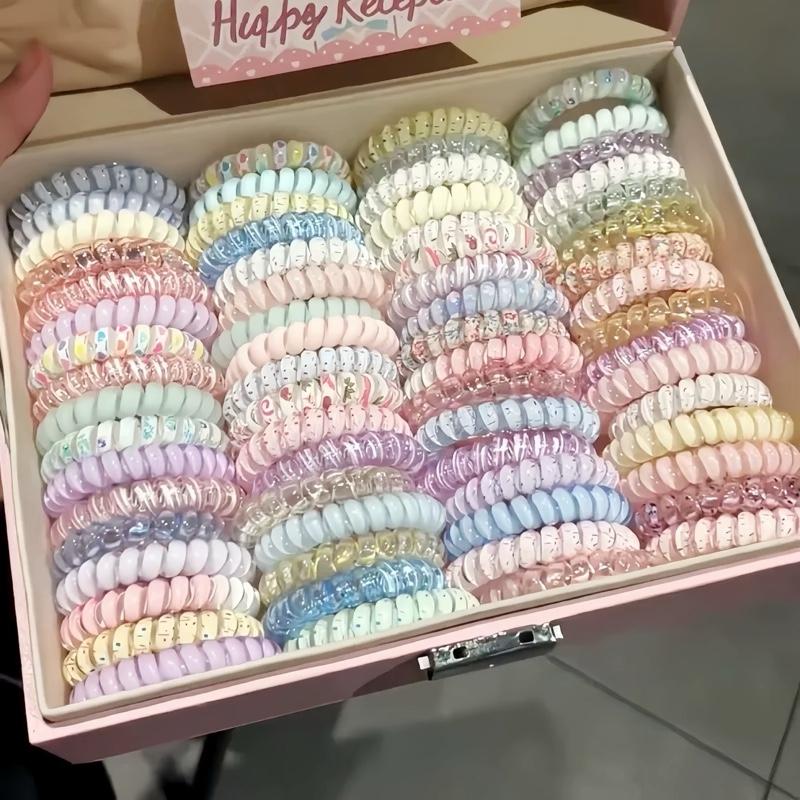 SET 4-16Thun Cột Tóc Lò Xo Nhiều Màu Kẹo Ngọt Dây Buộc Tóc Dễ Thương LOLI