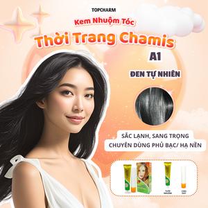 Kem nhuộm Đen Tự Nhiên phủ bạc A1 TOPCHARM 30 màu, lên màu nhanh chuẩn sắc, dưỡng tóc bóng mềm (kèm oxy, bao tay, lược) Nhuộm Tóc Đổi Màu Tóc Nữ