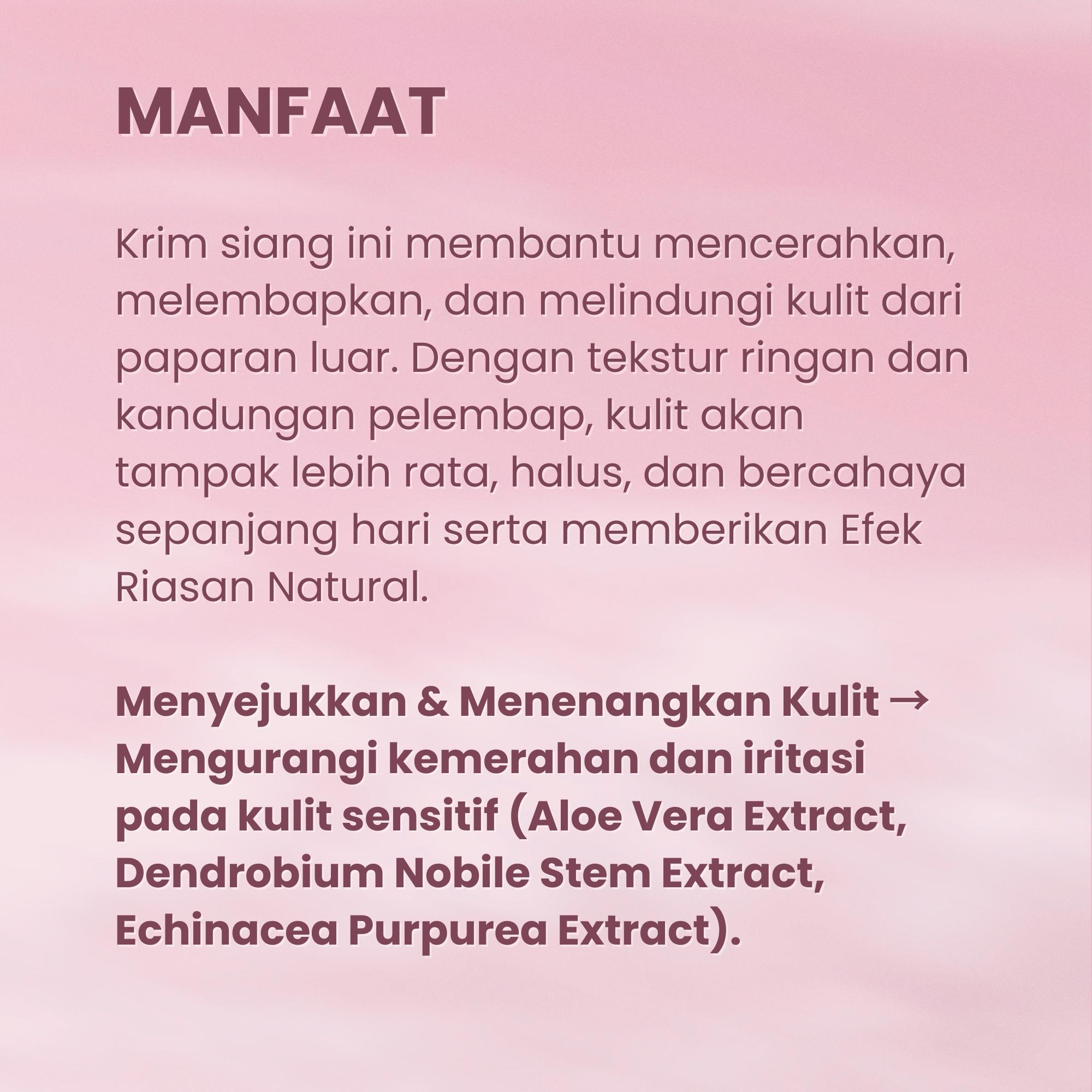 Drve brightening day cream 2 Membantu mencerahkan kulit, melembabkan, menenangkan memperbaiki serta dapat menghilangkan kekeringan Pelembab Wajah Pencerah