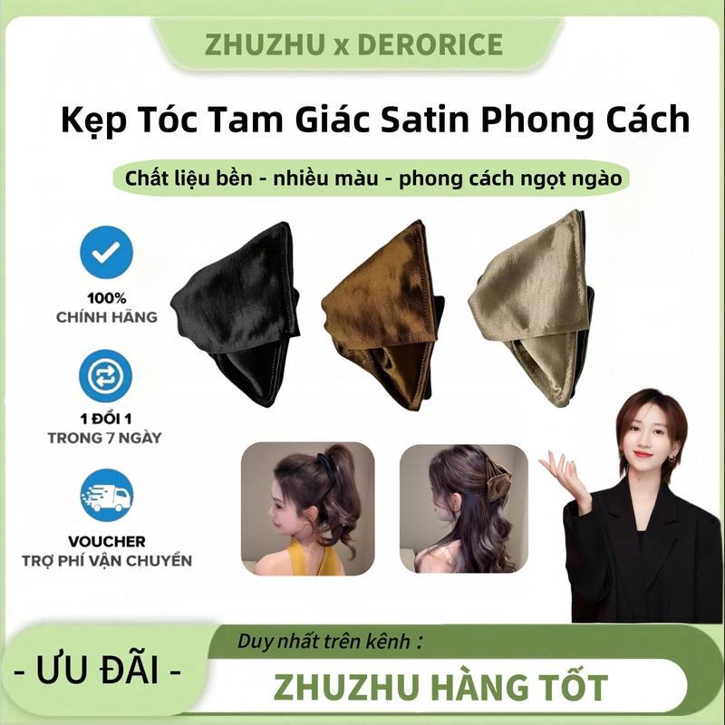 ZhuZhu độc quyền Kẹp Tóc Tam Giác Satin Phong Cách Kẹp Tóc Hình Cá Mập Chất liệu bền đẹp phù hợp cho nhiều kiểu tóc mang lại sự tự tin và sang trọng cho người dùng