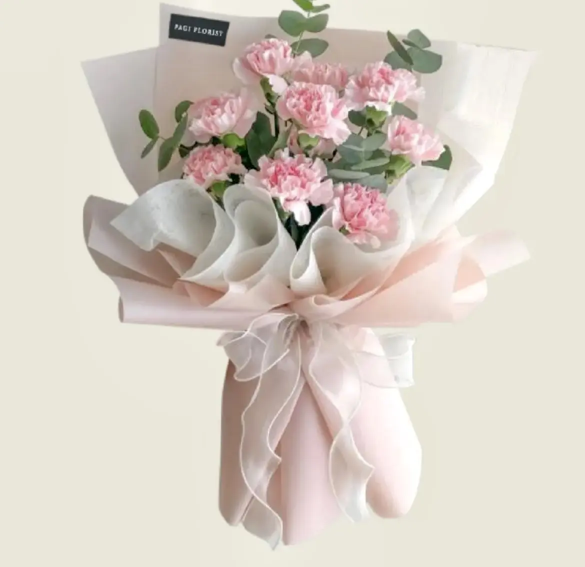 Mother's Day Flower Bouquet I Love You Dear Mom Pink Carnation Eucalyptus Fresh Flower Gift