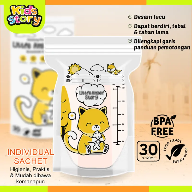 KANTONG ASI SUSU BAYI 120ml BABY BREAST MILK Storage Bag ASIP 30pcs Plastik ASI Anak Kantong ASIP Air Susu Ibu Kantong Plastik Susu Polos Tas Perlengkapan ASI Ibu Bayi 1