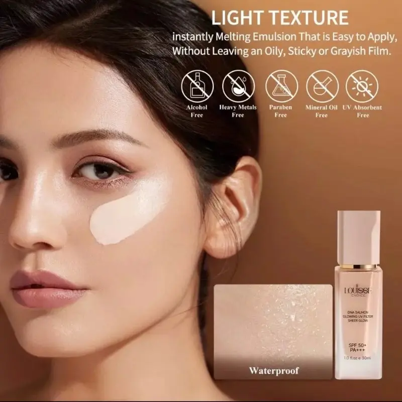 Sunscreen Louisse Choice DNA Salmon Glowing UV Filter Sheer Glow SPF 50+ PA+++ 30ml - Facial, Vitamin 5