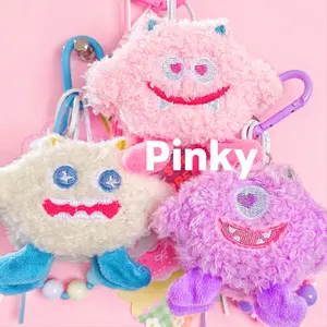 Pinky -  Boneka Monster Nakal / Tali & Gantungan Hp/Gantungan tas/Gantungan kunci/Strap hp Grosir / Super Manis dengan Beads dan Pita Cantik untuk Tas & Kunci