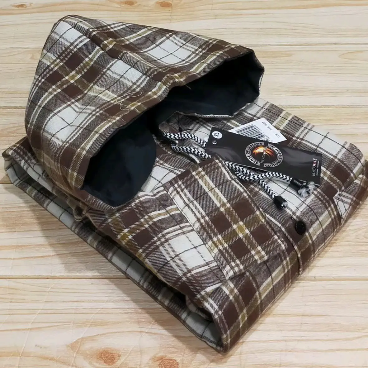 Hoodie Flanel Lengan Panjang Hoodie Pria and Wanita Premium Sweater Distro Kotak Casual Hitam