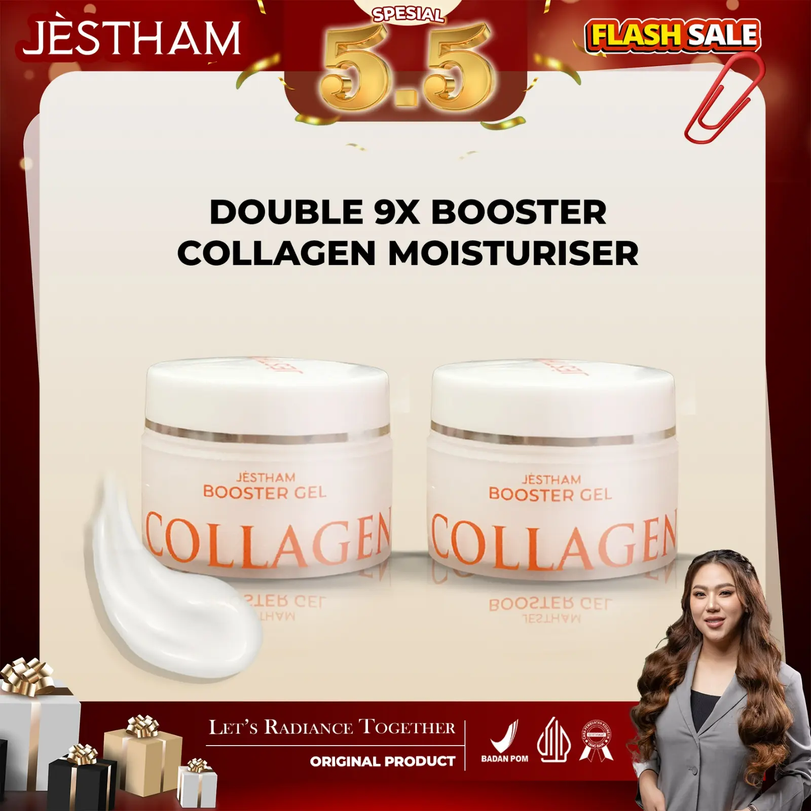 Jestham Double 9x Booster Collagen Moisturiser - Moisturizer Wajah